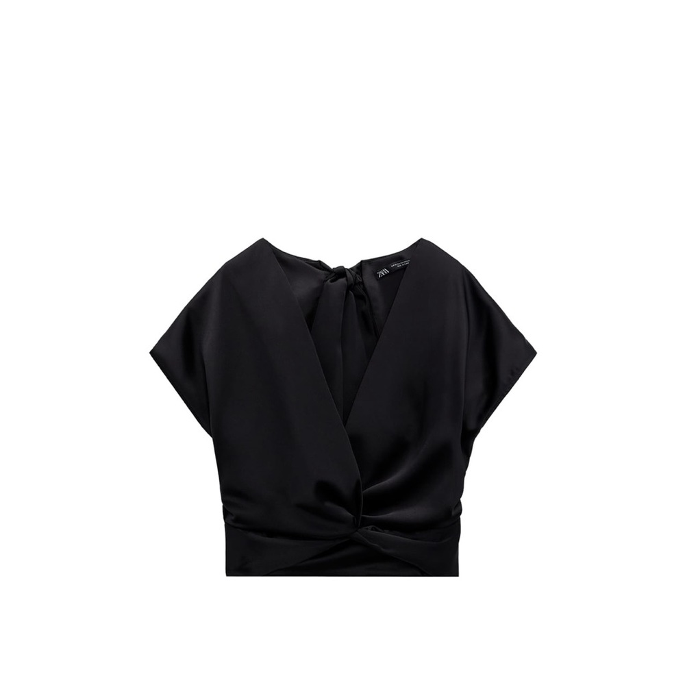 Satin v-neck crop